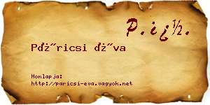 Páricsi Éva névjegykártya